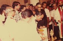 Mr. A. Sivasailam lights the lamp to inaugurate the 20th convocation, 1983