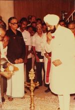 Mr. Giani Zail Singh lights the lamp to inaugurate the 20th convocation, 1983