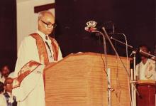 Prof. P. V. Indiresan addresses the audience, 1983