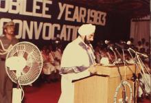 Mr. Giani Zail Singh addresses the audience at IIT Madras, 1983