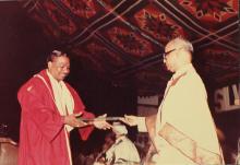 Prof. P. V. Indiresan presents a degree to a graduand, 1983