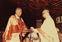 Prof. P. V. Indiresan presents a degree to a graduand, 1983