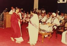 A graduand receiving a degree, 1983
