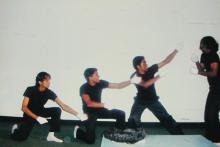 Students performing a mime at the Accurum event