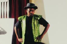 A student performing in a skit at the Accurum event