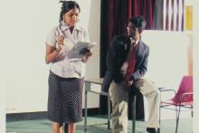 Students performing a skit at the Accurum event