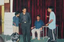 Students performing a skit at the Accurum event