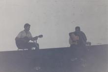 Two participants in a music competition at Saarang 2005