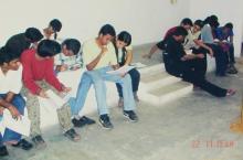 Participants have a discussion during Saarang 2005