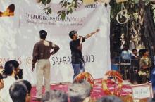 A student on stage, 2003