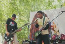 A Western music group performs during a competition at Saarang, 2005