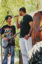 A Western music group performs during a competition, Saarang 2005
