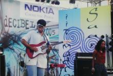 A music group performs at the Open Air Theatre, Saarang 2005