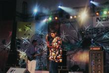 A shot of a music band at Decibels, Saarang 2005