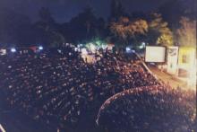 A section of the audience at the OAT during a evening event at Saarang