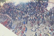 A section of the audience at the OAT during a evening event at Saarang