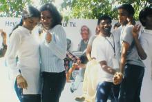 Students participate in a competition at Saarang