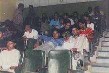 Audience seated in an auditorium during a Saarang event