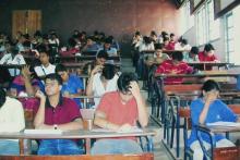 Students participating in a competition at Saarang