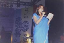 The host addresses the audience, Saarang 2005