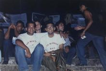Students wearing IIT Madras MBA T-shirts during a Saarang event, 2005