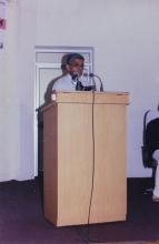 Prof. V. G. Idichandy addresses the audience, Saarang 2005 Inauguration