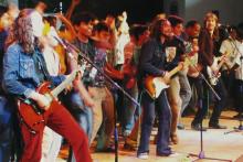 French rock band Matmatah and students on the stage, Saarang 2005 