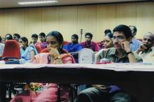 A Saarang coordinator and volunteer; Srividhya on the left and Raghunandhan