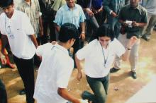 Students dance together during Saarang