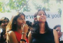 Students participating in a competition at Saarang