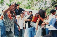 Students participating in a competition at Saarang