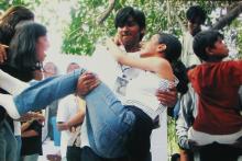 Students participating in a competition at Saarang