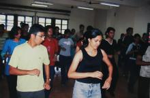 Students participating in a dance event at Saarang