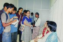 Participants conversing with each other during Saarang 