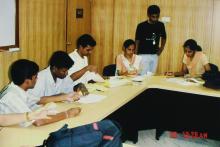 Students participating in a competition at Saarang