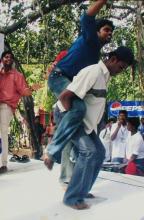 Students participating in a competition at Saarang