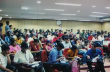 Students participating in a competition at Saarang