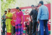 Students participating in a competition at Saarang