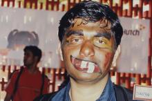 A participant with his face painted at Saarang 2003