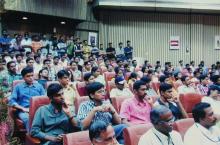 Audience members view the inauguration ceremony, Saarang 2005
