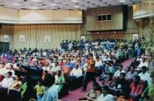 Audience members view the inauguration ceremony, Saarang 2005
