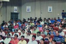 Audience members view the inauguration ceremony, Saarang 2005