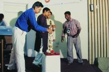 Prof. Prakash M. Maiya lights the kuthu vilakku, Saarang 2005