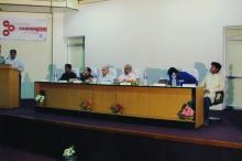 Prof. V. G. Idichandy addresses the audience, Saarang 2005 Inauguration