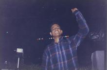 A photograph of a student at Saarang, 2005