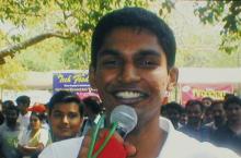 A close-up shot of a person at Saarang, 2005
