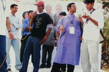 People take part in an event at Saarang, 2005