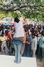 The audience watches an event at Saarang, 2005