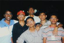 Students pose for a photograph, Saarang 2005