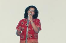 A student participates in one of Saarang’s Music competitions in 2005